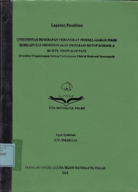 Image of Efektifitas Penerapan Perangkat Pembelajaran Fikih Berbasis CAI Menggunakan Program NETOP SCHOOL 6 di Mts. Thowalib Pati (Penelitian Pengembangan tentang Pembelajaran Fikih di Madrasah Tsanawiyah)