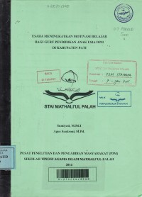 Image of Usaha Meningkatkan Motivasi Belajar bagi Guru Pendidikan Anak Usia Dini di Kabupaten Pati