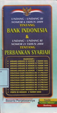 Image of UU no. 6 2009 ttg Bank Indonesia & UU no. 21 2008 ttg Perbankan Syari